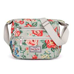 YYW Damen-Umhängetasche mit mehreren Taschen, wasserdicht, Nylon, Floral-Grau, Einheitsgröße von YYW