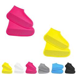 Affectionk Anti Slip Waterproof Shoe Covers, Waterproof Shoe Covers Silicone, Waterproof Shoe Covers Cycling, Waterproof Shoe Covers Reusable (S,Pink+Yellow) von Yagerod