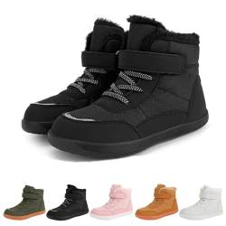 BarfußSchuhe Kinder Herbst, BarfußSchuhe Winter Wasserdicht, BarfußSchuhe Kinder GefüTtert, Warme Schneestiefel Mit Breiter Spitze (Schwarz, Kleinkind, Damen, 28, Numerisch, EU Schuhgrößensystem, M) von Yagerod