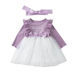 Yanmucy Baby Mädchen Kleid Schleife Rüsche Stickerei Tüll Kleider für Mädchen Kleid Langarm Baby Mädchen Kleidung Kleinkind Kleider für 1-6 Jahre (DE/NL/SE/PL, Alter, 4 Jahre, 5 Jahre, Regular, Lila) von Yanmucy