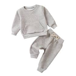 Yanmucy Kleinkind Baby Junge Kleidung Outfits Unisex Baumwolle Pullover Sweatshirt Tops Hosen Set Baby Junge Mädchen Casual Trainingsanzug Frühling Herbst Kleidung Set (grau, 2-3 Jahre) von Yanmucy