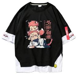 Anime Jujutsu Kaisen T-Shirt Gojo Satoru Sweatshirt Herren Damen Bluse Kurzarm Casual Loose Sport Rundhal Tee Shirt (M, Schwarz 1, m) von Yanny