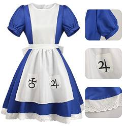 Yanny Alice Madness Cosplay Maid Kleid mit Schürze Socken Alice Wonderland Blutiges Kostüm Erwachsene Frauen (Blue - 3, X-Large) von Yanny