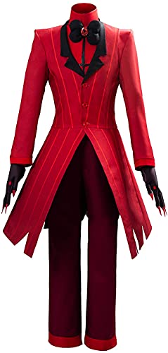 Yanny Hazbin Hotel Alastor Cosplay Kostüm Engel Staub Helluva Boss Blitzo Jacke Outfits Set Halloween Kleid Uniform (L, Alastor(Damen)) von Yanny