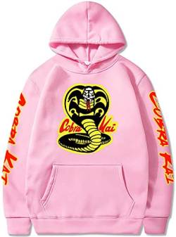 Yanny Karate Dojo Cosplay Hoodie Cobra Sweatshirt Kai Cosplay Kostüm 3D Print Kapuzenpullover Sweater Jacke (L, Rosa) von Yanny