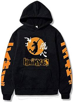 Yanny Unisex Hoodie Hinata Shoyo Pullover 3D Sweatshirt High School Volleyball Club Cosplay Kostüm Casual Kapuzenpullover Jersey Streetswear (XL, Schwarz 04) von Yanny