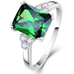 Yaresul 3.5ct Grüner Smaragd Ring für Frauen 925 Sterling Silber Smaragd Verlobungsring für Damen Mai Birthstone Ringe Gepflasterte Cubic Zirkonia Eheringe Größe 56(17.8) von Yaresul