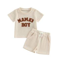 Yassiglia Baby Jungen Kleidung Set Sommer Zweiteiler Outfit Farbe Patchwork Kurzarm Shirt + Shorts Kleinkind Bekleidungssets Neugeborene Babykleidung (Beige B, 2-3 Years) von Yassiglia