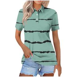 Ybing Gestreift Poloshirt Damen Modische Kurzarm Bluse Knopfleiste Revers Oberteile Lässig Polohemd Sommer Dünne Golfshirt Schlank Laufshirt Tshirt Bequem T-Shirt Basic Top Sportshirt von Ybing