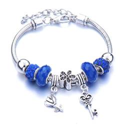 Yean Glitzernde blaue Kristall-Armbänder, Charm-Armband, Harz-Perlen, Blume, Handkette für Mädchen, Liebhaber, Freunde, Schwestern von Yean