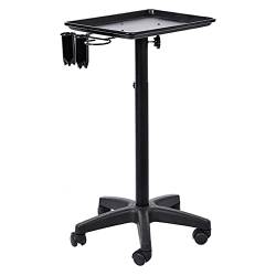 Salontablettwagen mit Ablagefläche, Rollbares Salontablett auf Rädern, Aluminium Friseursaloninstrument - Höhenverstellbarer Trolley - Instrumentenablage für Salon Spa Geschäfte von Yechiry