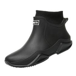 Regenstiefel Damen Gummistiefel Regen Boots Pvc Gepolsterte Stiefel Damen Regen Winddicht Damenschuhe Winter Regen Rain Boots Für Garten Und Angeln Chelsea, Schwarz , 44 EU von Yekdmxop