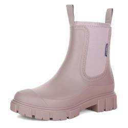 Yenxapei Gummistiefel Damen Wasserdicht Boots，Halbhohe Regenstiefel Für Damen, Damen Chelsea Mit Rutschfest Sohle, Modische Schlamm Stiefel Outdoor Arbeit Stiefel von Yenxapei