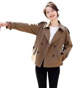 Yeooa Zweireihige Straßen mode für Damen Wind jacke mit lässiger koreanischer Version von Frühlings jacken und wind dichtem klassischem Revers kurzer Trenchcoat (Braun,XL) von Yeooa