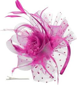 Fascinator für Damen, modisch, Blume, Feder, Haarschmuck, Hochzeit, Party, Netz, Schleier, Stirnband, Haarnadel von Yeuyyben