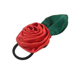 Handgefertigte Rosenblüten-Haarbänder, elastischer Pferdeschwanz-Halter für Frauen und Mädchen, Romantiker, Kopfschmuck, Haargummi, Stirnband, elastische Rosenblüte, Pferdeschwanz-Halter, Haargummis, von YiQinzcxg