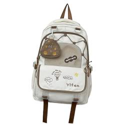 Rucksack aus Nylon mit großer Kapazität für Teenager, Mädchen, Schule, Reisen, modisch, kontrastfarben, Laptop-Tasche mit kleiner Münztasche von YiQinzcxg