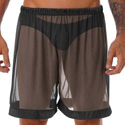 YiZYiF Herren Boxershorts Transparent Effekt Lange Bein Boxer Shorts Unterhose Männer Trunks Unterwäsche M-4XL Schwarz M von YiZYiF