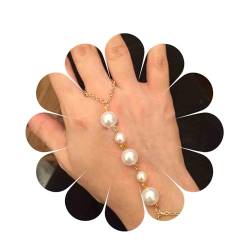 Yienate Perlenarmband Gold Große Perlenglieder Fingerkette Boho Perlenhandkette Sklavenarmband Zierlicher Perlenfingerring Trapez Armband Schmuck Geschenke Für Frauen Mädchen von Yienate