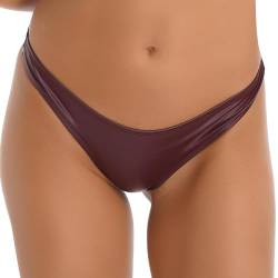 Yihuimin Damen PU Leder Hotpants Leder Slip Riemen Strings Tanga Dessous Erotik Unterwäsche Höschen Nachtwäsche Burgund XL von Yihuimin