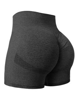 Yiifit Damen Nahtlose Scrunch Lächeln Kontur Yoga Laufen Sport aktiv Übung Fitness-Shorts Schwarz Large von Yiifit