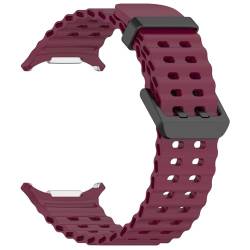 Yikamosi Kompatibel mit Samsung Watch Ultra 47MM Armband für Frauen und Männer,Schnellverschluss Weiches Silikon rostfreiem Metallverschluss Ersatzbänder für Watch Ultra 47MM,Weinrot von Yikamosi