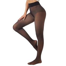 Yilanmy Strumpfhosen Damen Winter Schwarz Thermo Strumpfhose Gefälschte Durchscheinend Thermo Leggings Warme Weiche Pantyhose 80g (L/XL) von Yilanmy