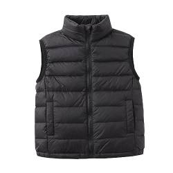 Yishengwan Kinder Ultra Leichte Daunenweste Jungen Mädchen Ärmellos Jacke Weste Steppweste Pufferweste Schwarz 150 von Yishengwan