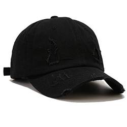 Yixda Vintage Washed Baseball Cap Verstellbar Distressed Cotton Baseballmütze Sport Kappe (Schwarz) von Yixda