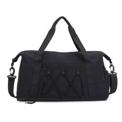 Yjcnelcr Handtaschen für Damen, Geldbörsen, Schultertasche für Mädchen, funktionaler Turnbeutel für Männer und Frauen, reichlich Stauraum, Wochenender mit Schuhfach, Schwarz von Yjcnelcr