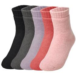 YloveM Damen Thermosocken Dicke Bequem Warm Wintersocken Kuschelsocken für Damen Elastisch Weich Bodensocken, 5 Paar von YloveM