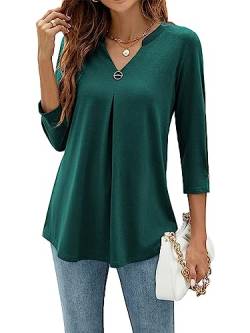 YloveM Frauen Arbeiten Blusen Damen Bluse 3/4 Ärmel V-Ausschnitt Tunika Top Elegant Lässige Hemden Lockere Shirt von YloveM