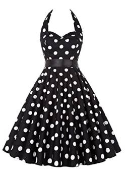 Yming Ärmelloses Rockabilly Kleid Für Frauen Neckholder Vintage Kleid Audrey Hepburn Partykleid Ärmelloses Ärmellos Schwarz XL von Yming