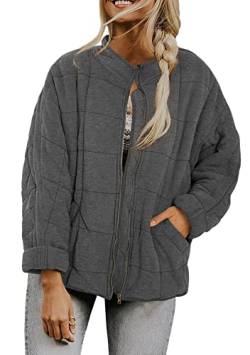 Yming Damen Oversize Single Breasting Cozy Coat Top Work Leichte Jacken Dunkelgrau XL von Yming