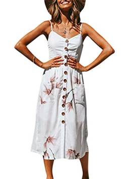 Yming Frauen Sommerkleid Strandkleid Ärmelloses Kleid Midikleid Weiß S von Yming