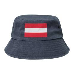 Ymlhaq Cowboy-Denim-Anglerhut, Fischerhut, Unisex, bequeme Passform, Fischermütze, Österreichische Flagge, Marineblau, Einheitsgröße, marineblau, One size von Ymlhaq