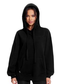 Ymmchy Basic Kapuzenpullover Damen Hoodie Sweatshirt mit Kapuze Langarm Pullover Winter Oversized Hoody Schwarz S von Ymmchy