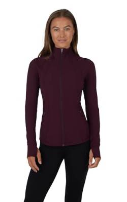 Yogalicious Ultraweiche, leichte Damen-Yogajacke mit durchgehendem Reißverschluss und Taschen, Cabernet Nude Tech, Mittel von Yogalicious