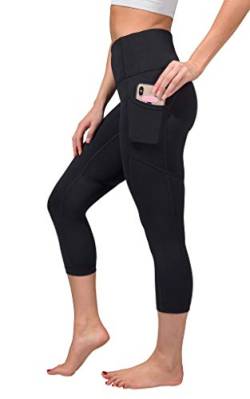 Yogalicious Yoga-Capri-Leggings mit hoher Taille und Seitentaschen für Damen, Black Lux mit Tasche, X-Klein von Yogalicious