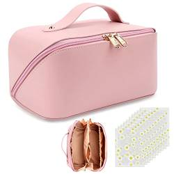 Kosmetiktasche Reisetasche Kulturtasche Damen: PU Leder Make Up Tasche Rosa Kosmetik Organizer - Wasserdichter Reise Schminktasche Groß Make Up Bag (Rosa) von Yokilly