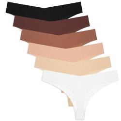 Yolev 6er Pack Seamless Tanga Damen String Nahtlose Unterhosen Unsichtbarer Slips String Tanga Damen Nahtlos Slips Nahtloser Tanga für Damen Unsichtbarer V Taillen Slip (L) Mehrfarbig von Yolev