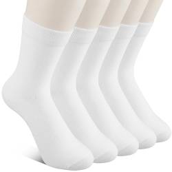 Yolev Weiß Kuschelsocken 5 Paar Tennissocken Kurze Sportsocken Socken für Damen Atmungsaktiv Söckchen mit Rüschen Wintersocken Bambusfasern Röhrensocken für Mädchen Damen Tägliches Tragen von Yolev