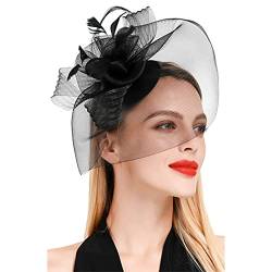 Fascinator Anlasshut Fascinator Haar Clip Cocktail Tee Party Pilzbox Derby Hut für Hochzeitskirche Braut Headwear für Frauen Mädchen Fascinator Mit Stirnbandclip Für Hochzeitsdekorationen von Yookstar