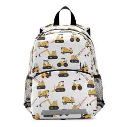 Yopersonalizes Kinder Kleinkind Rucksack für Jungen Mädchen Gelb Bagger Vorschule Kindergarten Büchertasche Kinderrucksack Schultasche Kindergarten Kita mit Brustgurt, mehrfarbig, Small von Yopersonalizes