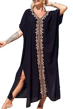 YouKD Sommer bestickter langer Kaftan Bohemian Beach Badeanzug Cover Up Maxi Bademäntel für Frauen von YouKD