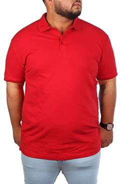 Young & Rich Herren Übergröße Polo Shirt einfarbig Uni Basic big size optimierte Moderne Passform, Grösse:5XL, Farbe:Rot von Young & Rich