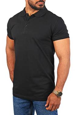 Young & Rich Herren Uni Polo Shirt mit Knopfleiste regular fit einfarbig Basic 1002 Größe S bis 9XL!, Grösse:4XL, Farbe:Schwarz von Young & Rich