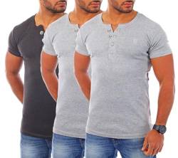 Young & Rich Herren Uni feinripp T-Shirt mit Knopfleiste big Buttons große Knöpfe 1872 von Young & Rich