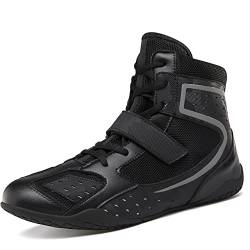 Youngtie Herren Boxschuhe Professionelle Wrestling Schuhe Umfassende Trainingsschuhe für Damen Fitness Boxstiefel Schwarz EU 41 von Youngtie