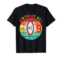 9 Jahre alter Rugby Boy 9. Geburtstag Geschenke für Jungen Rugbyspieler T-Shirt von Youth 9 Year Old Rugby Birthday Party 9th Bday Tee